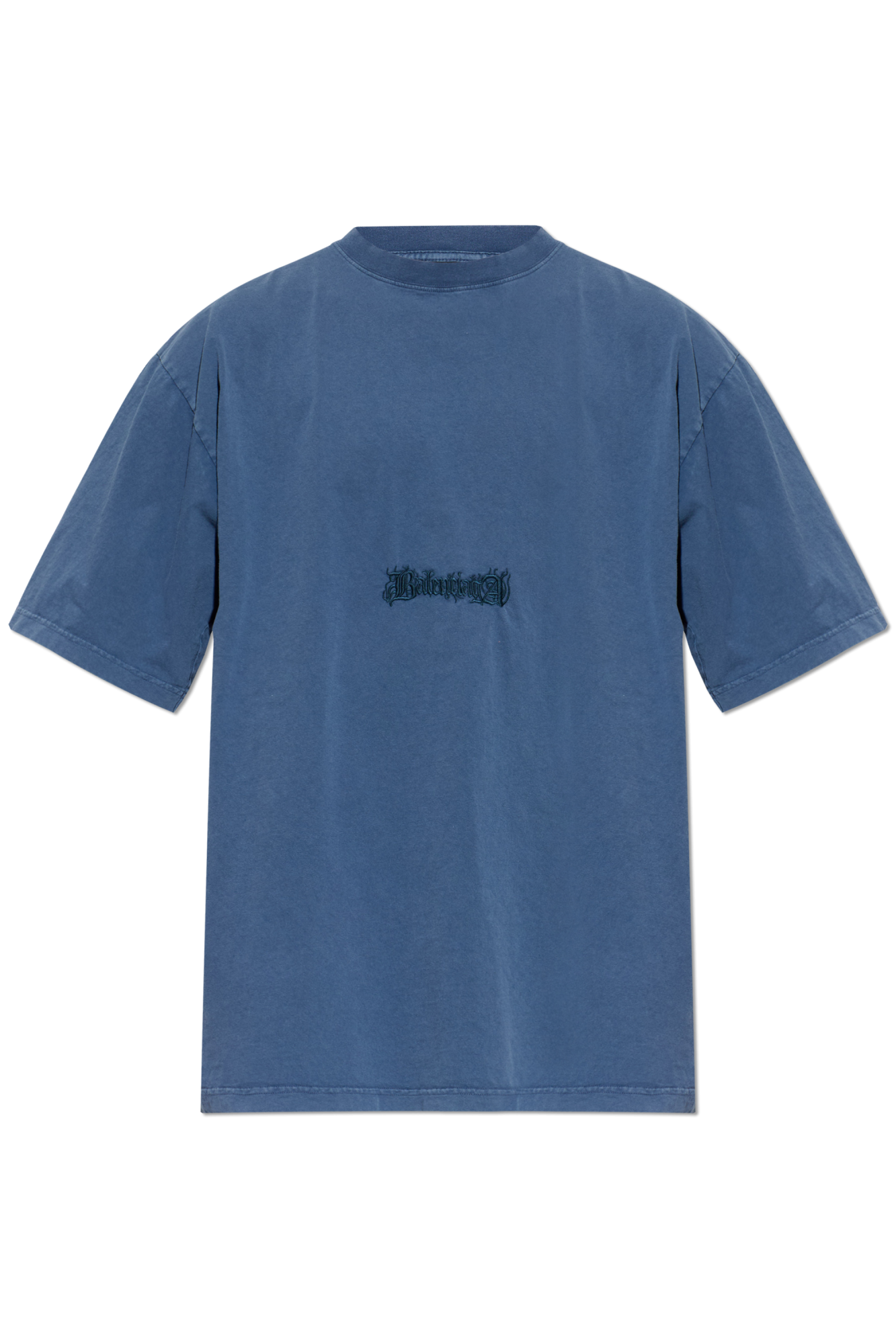 Navy blue T-shirt with embroidered logo Balenciaga - Vitkac